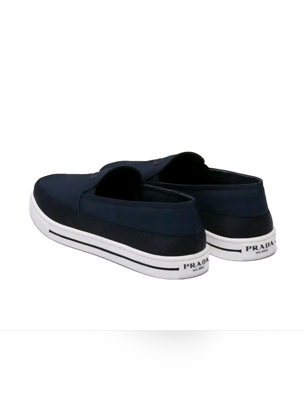 $1,020 PRADA Triangle Logo Slip-On Nylon Blue Sneakers UK 7 US 8 EU 41 BNIB - Picture 3 of 9